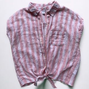 Old Navy Barbie Pink & White Stripe Casual Button Down Shirt (M)